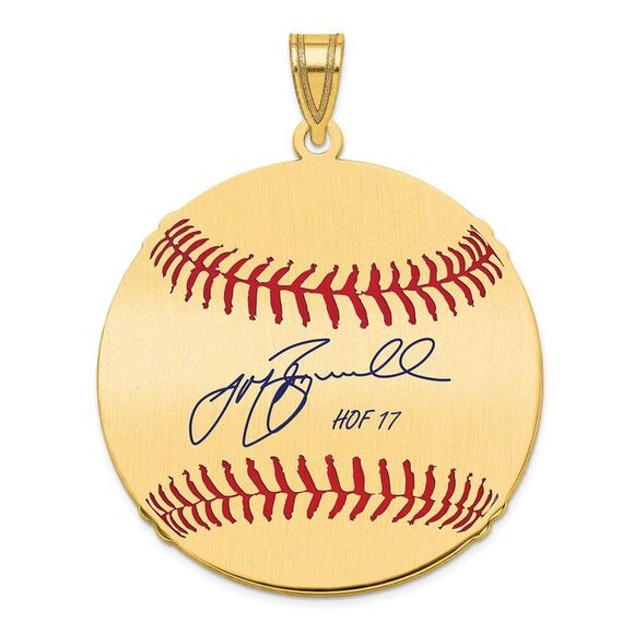 14K Gold Plated Jeff Bagwell Signature LG Enamel Baseball Pendant